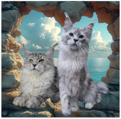 Yvette, Zasu, ZsaZsa und Zola, Maine Coon - Katze